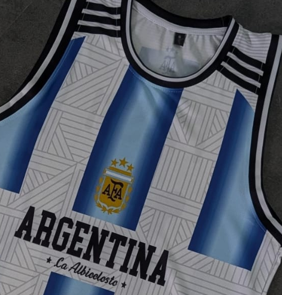 Argentina Home Messi Sleeveless BIBS Sublimation | Jersey Kada