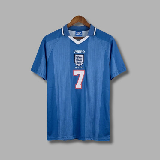 England 1996/97 Away Beckham Half Sleeve Collar Embroidery P1554 | Jersey Kada