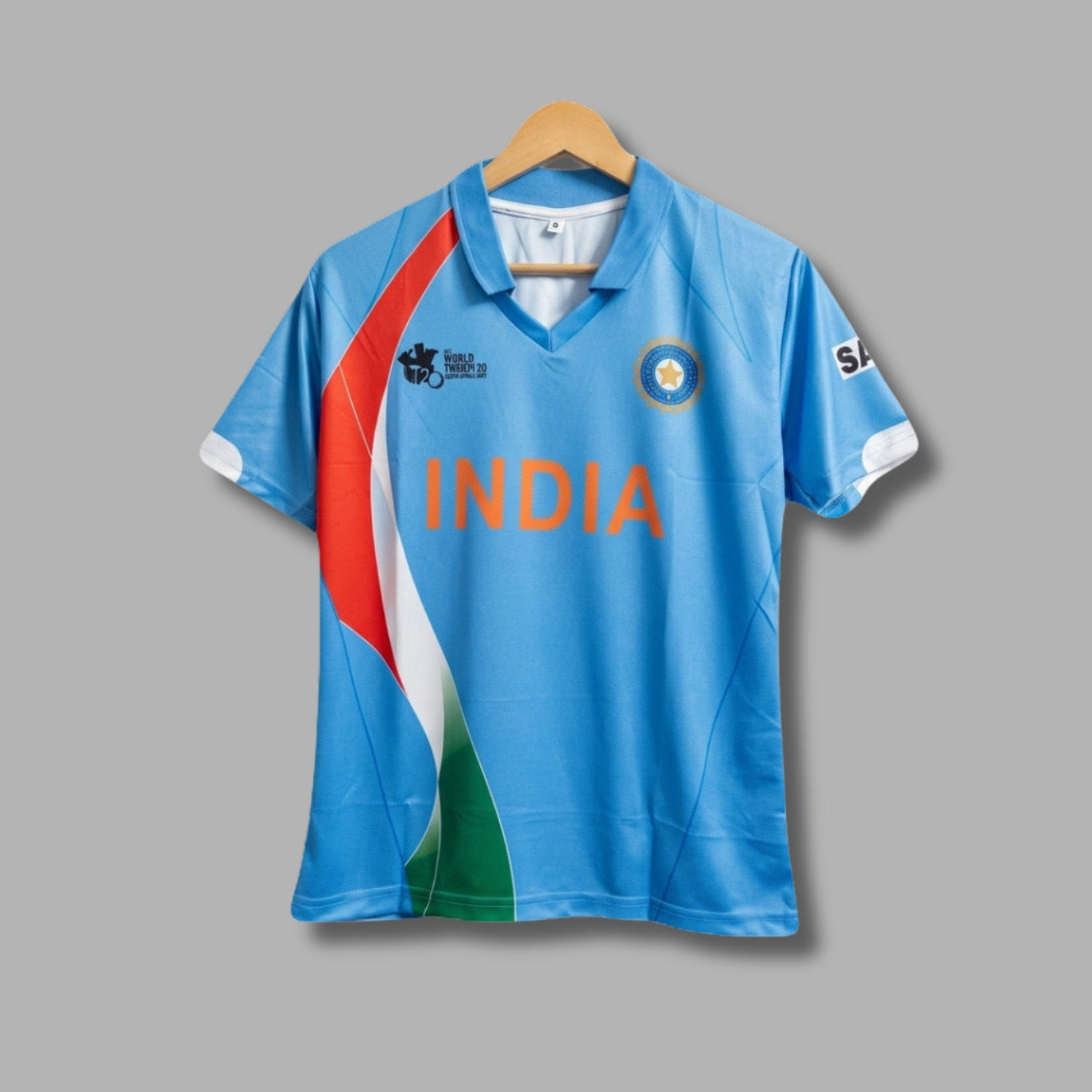 India 2007 T20 Worldcup Dhoni Half Sleeve Collar Sublimation | Jersey Kada