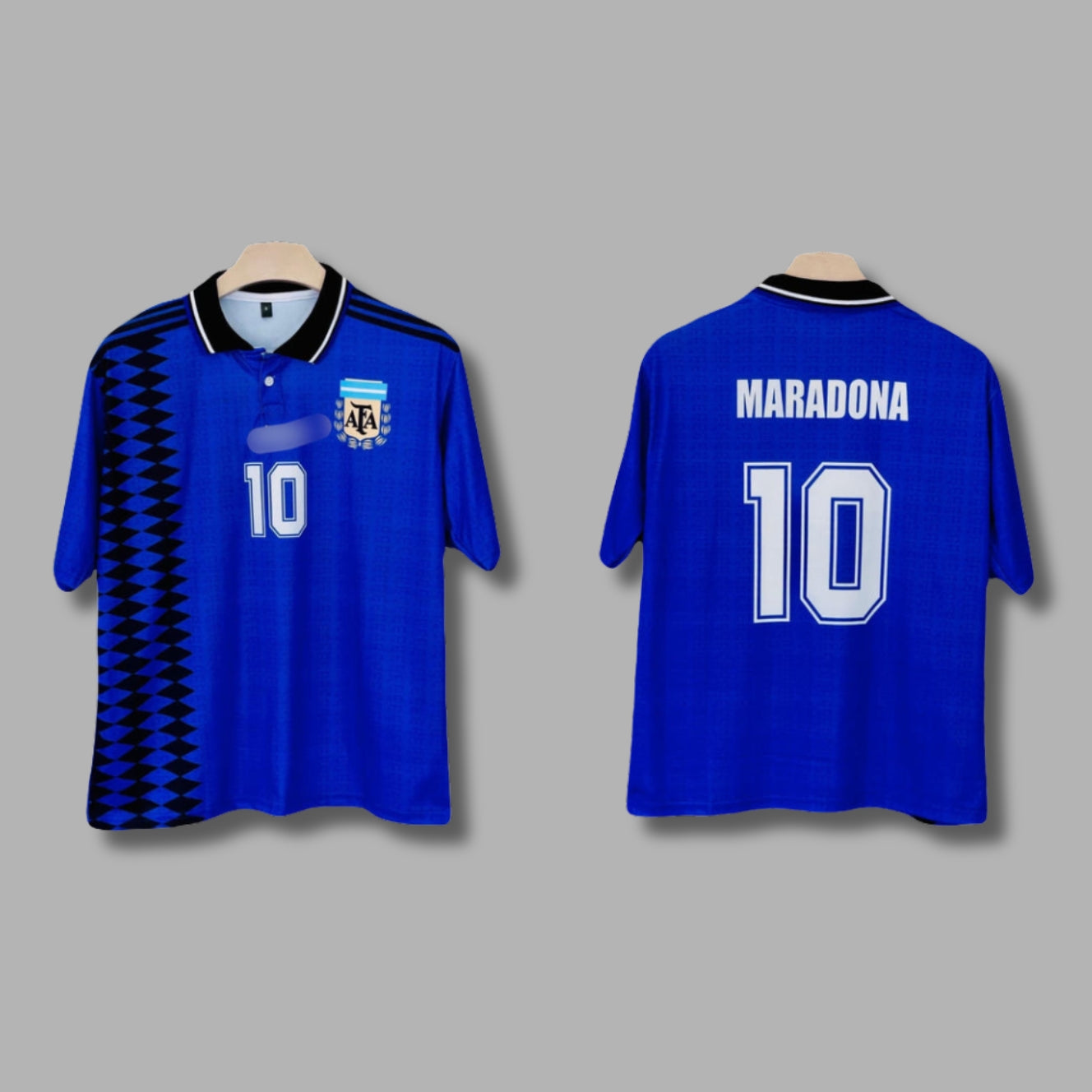Argentina 1994 Away Maradona Five Sleeve Collar Sublimation P1568