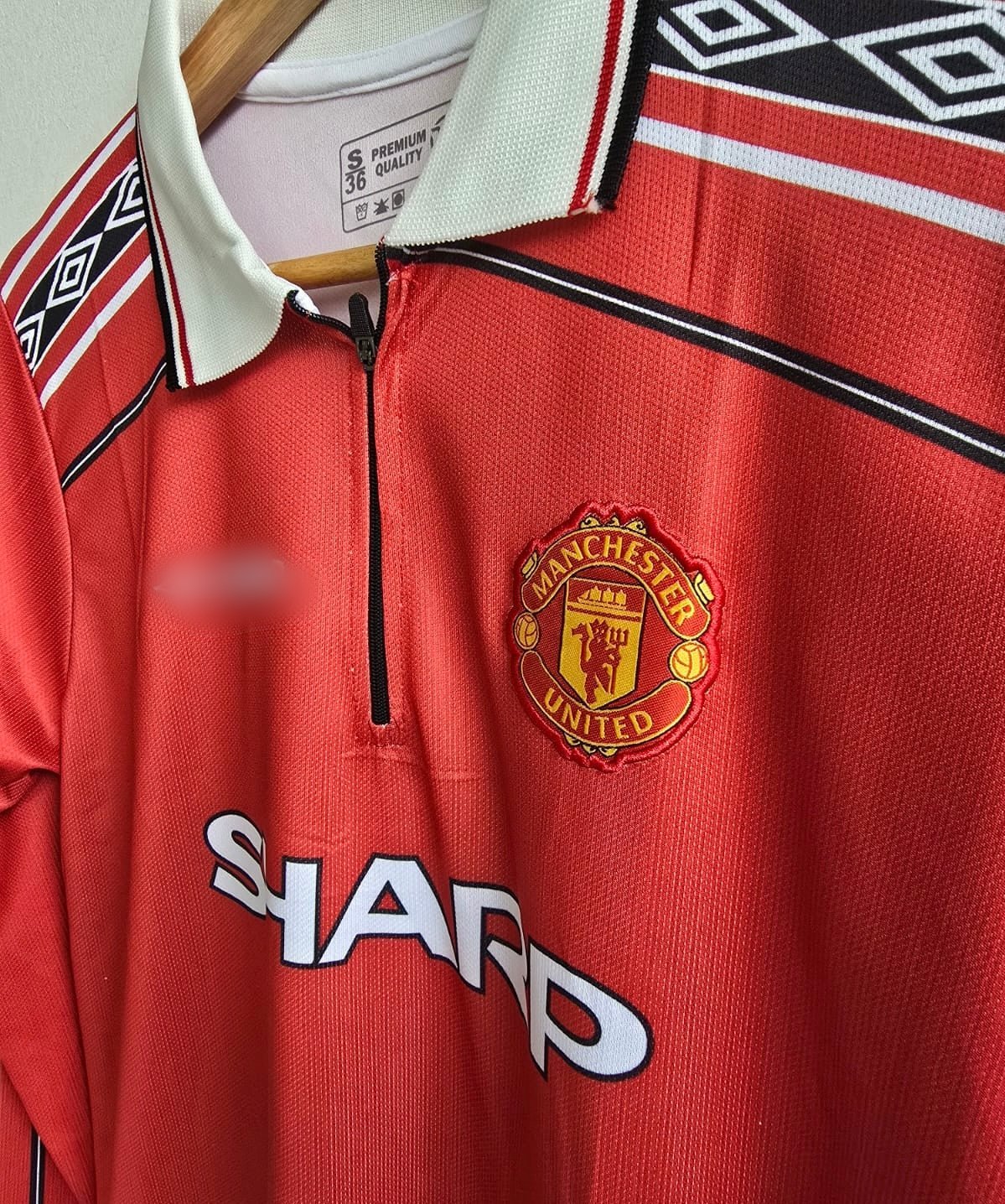 Man united 1998/99 Home jersey zip type full sleeve embroidery beckham-P130 | Jersey Kada