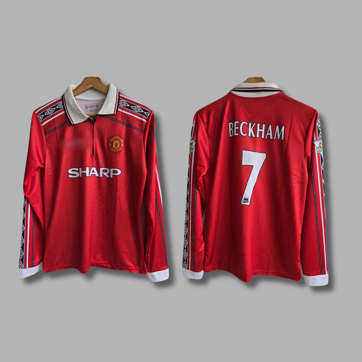 Man united 1998/99 Home jersey zip type full sleeve embroidery beckham-P130 | Jersey Kada