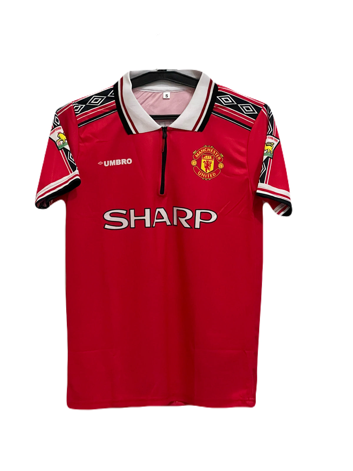 Manchester united 1998/99 Home jersey Beckham collar zip sublimation - P90 -Jersey Kada