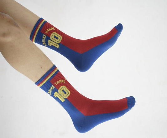 Barcelona Lamine yamal Red and Blue socks | Jersey Kada