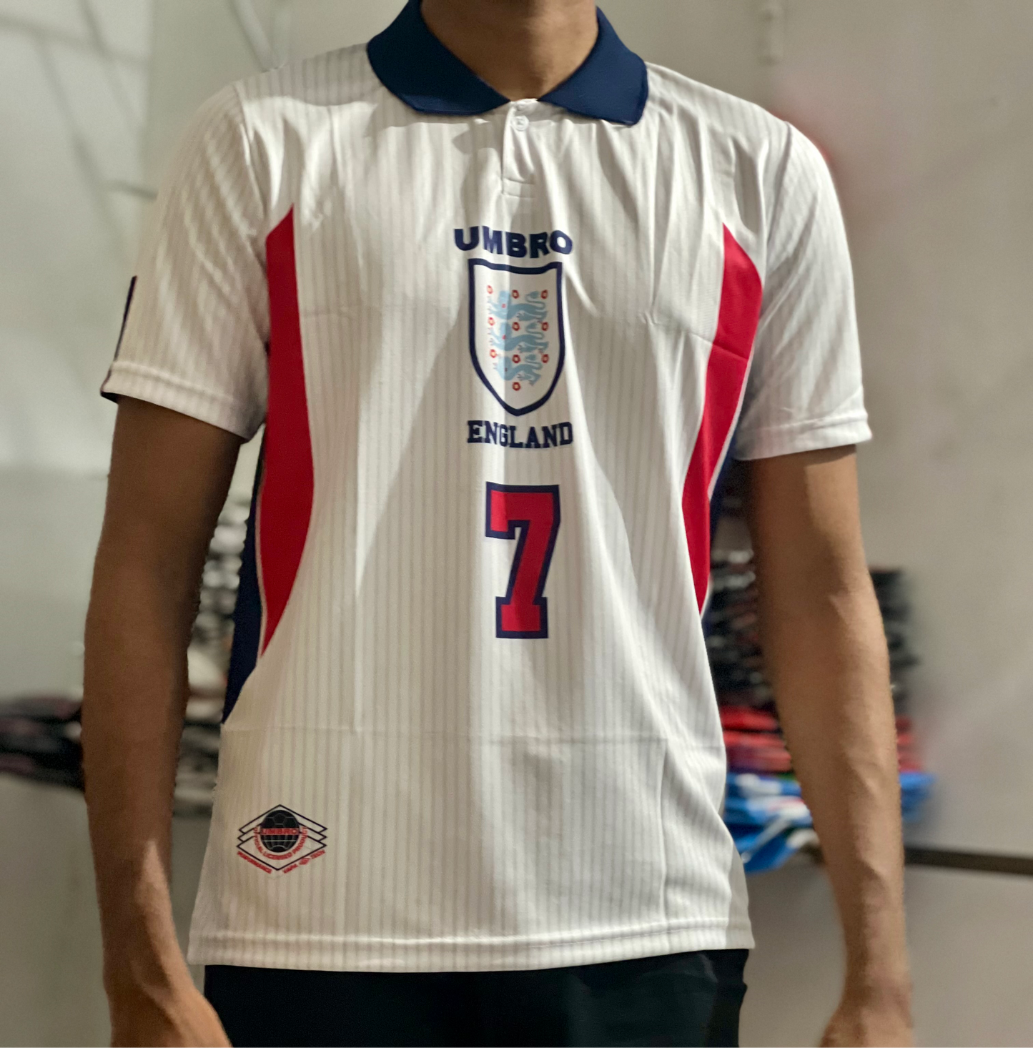 England 1998 Beckham Half Sleeve Collar Sublimation P358 | Jersey Kada