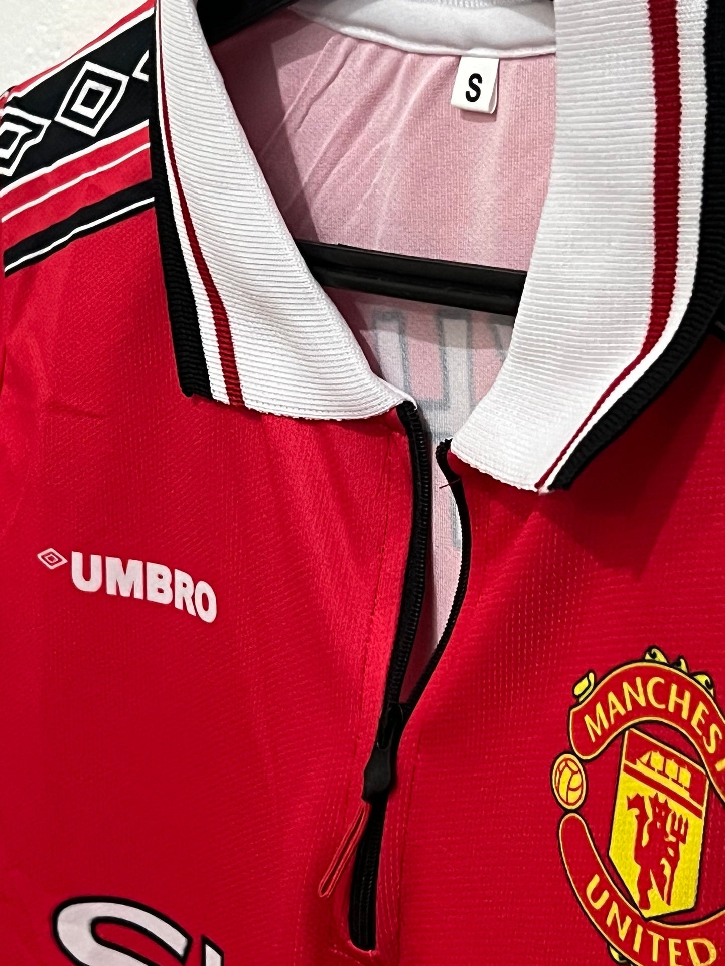 Manchester united 1998/99 Home jersey Beckham collar zip sublimation - P90 -Jersey Kada