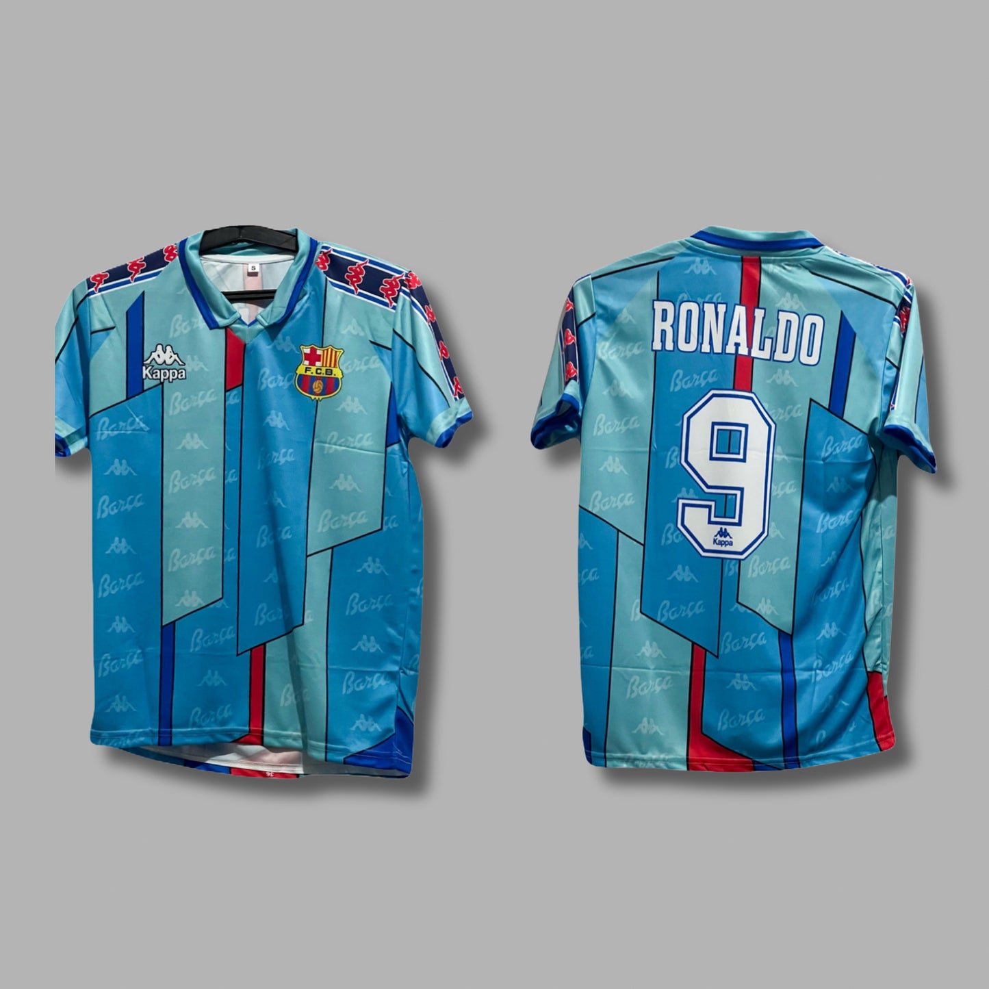 Barcelona 1996/97 Ronaldo away kit half sleeve collar Sublimation - P172 - Jersey Kada