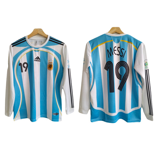 Messi argentina 2006 home jersey full sleeve embroidery - P773 ms retro store
