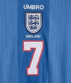 England 1996/97 Away Beckham Half Sleeve Collar Embroidery P1554 | Jersey Kada