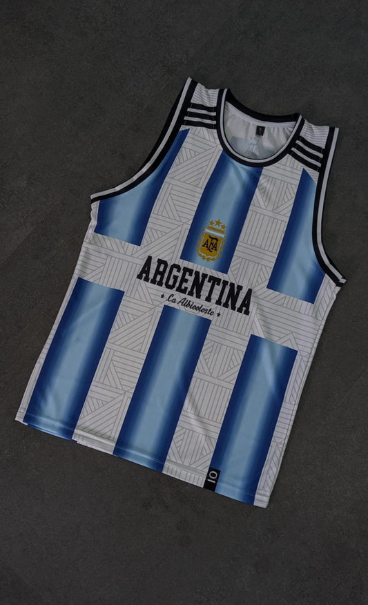 Argentina Home Messi Sleeveless BIBS Sublimation | Jersey Kada