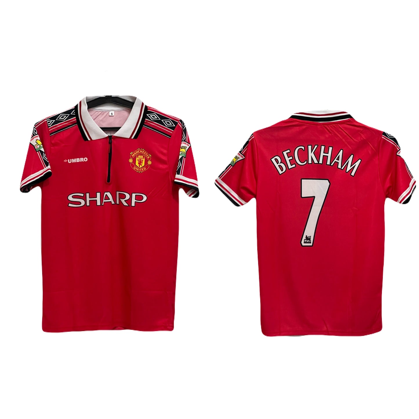 Manchester united 1998/99 Home jersey Beckham collar zip sublimation - P90 -Jersey Kada