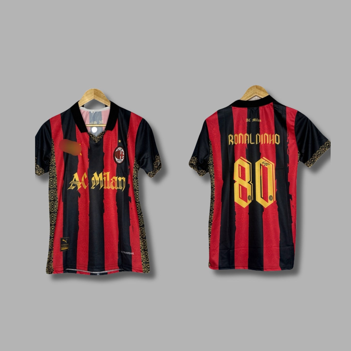 Ac Milan Special Edition Kit Ronaldinho Half Sleeve collar embroidery -Jersey Kada