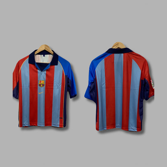 Fc Barcelona 2001-02 Home kit Back-Plain Five sleeve P521  - Jersey Kada