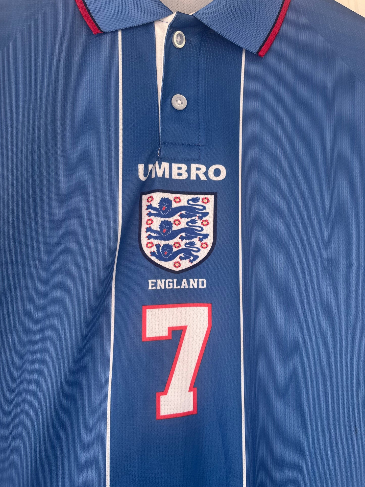 England 1996/97 Away Beckham Five Sleeve Collar Sublimation P1717 | Jersey Kada