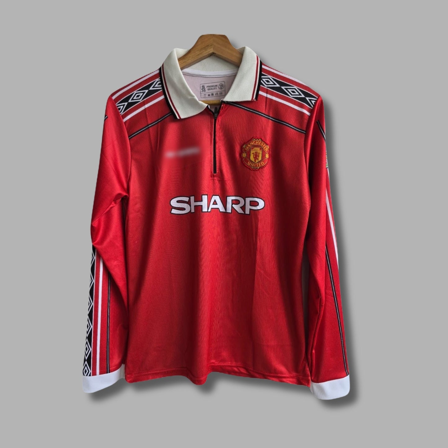 Man united 1998/99 Home jersey zip type full sleeve embroidery beckham-P130 | Jersey Kada