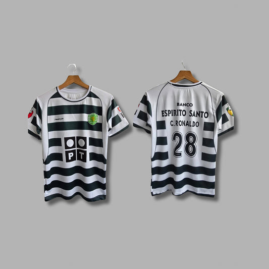 Sporting 2001-03 Home kit Ronaldo Embroidery Half sleeve - P489 - Jersey Kada