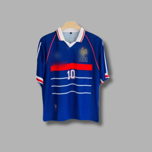 France 1998  Zidane halfsleeve sublimation v neck collar retro P234 -  Jersey Kada