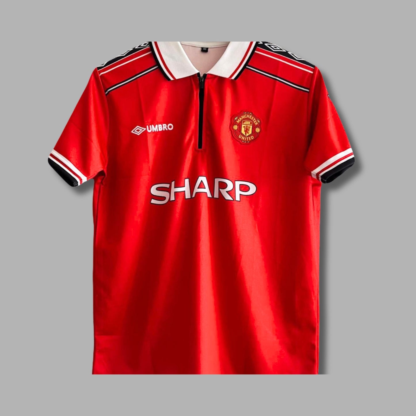 Manchester united 1998/99 Home jersey Beckham zip type Embroidery - P51 - Jerseykada