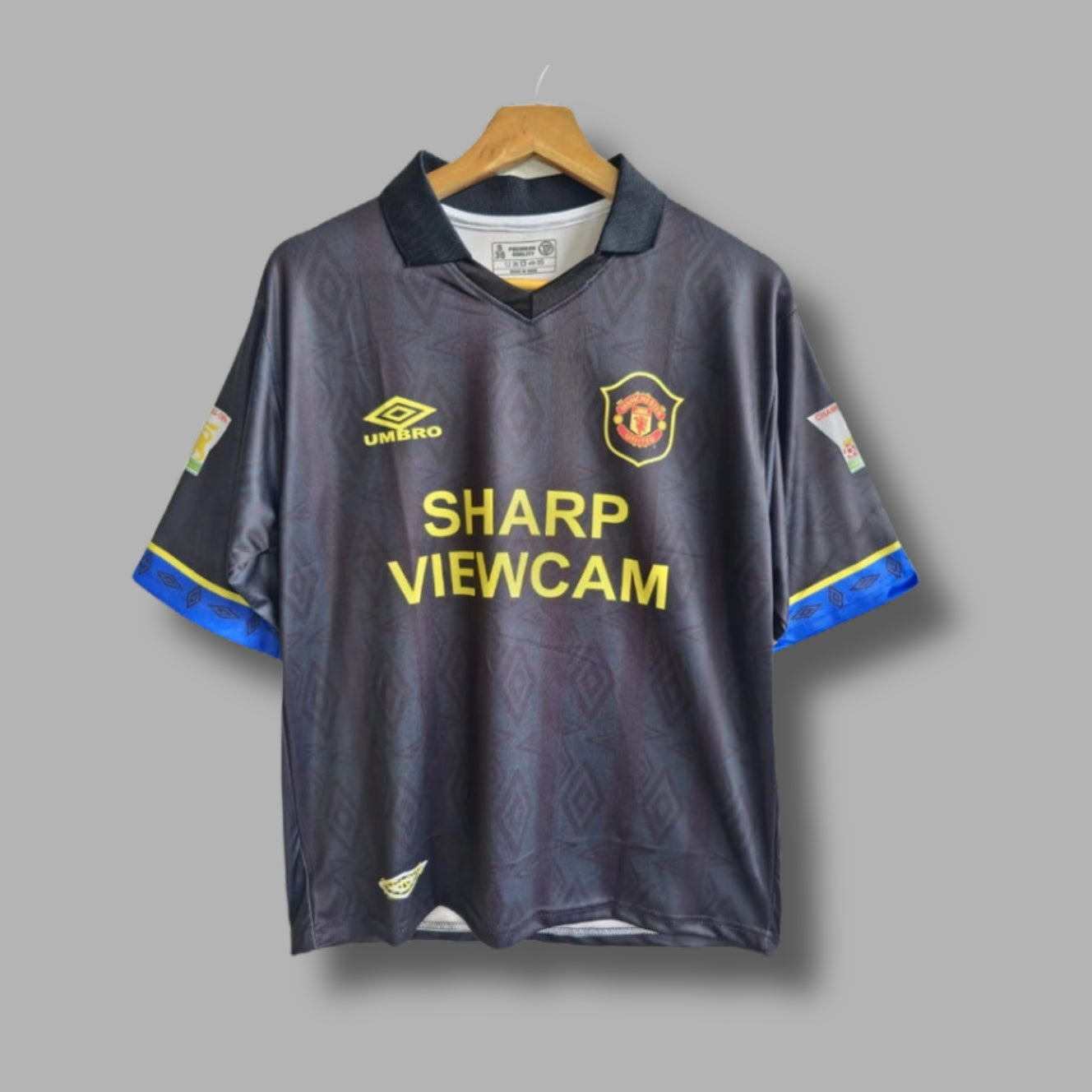 Man united 1993-94 Away  Beckham Five Sleeve collar Sublimation -P499 | Jersey Kada