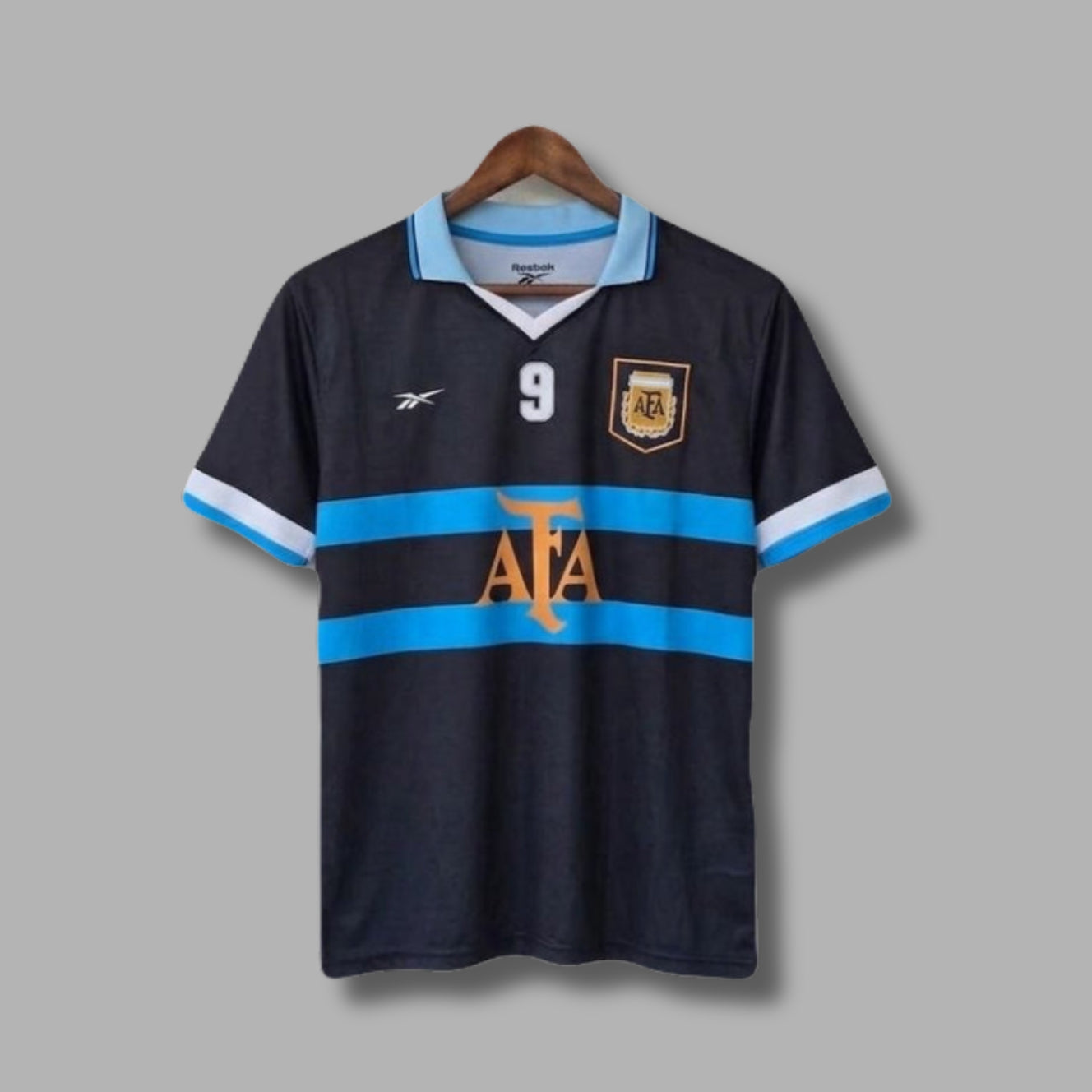Argentina 1999 Away Batistuta Half Sleeve Collar Embroidery p1513| Jersey Kada