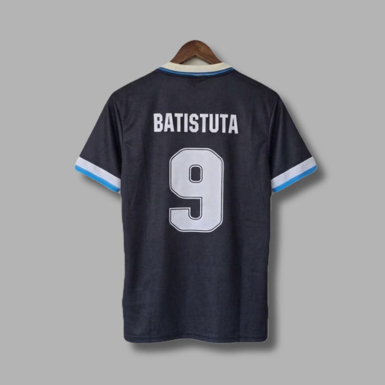 Argentina 1999 Away Batistuta Half Sleeve Collar Embroidery p1513| Jersey Kada