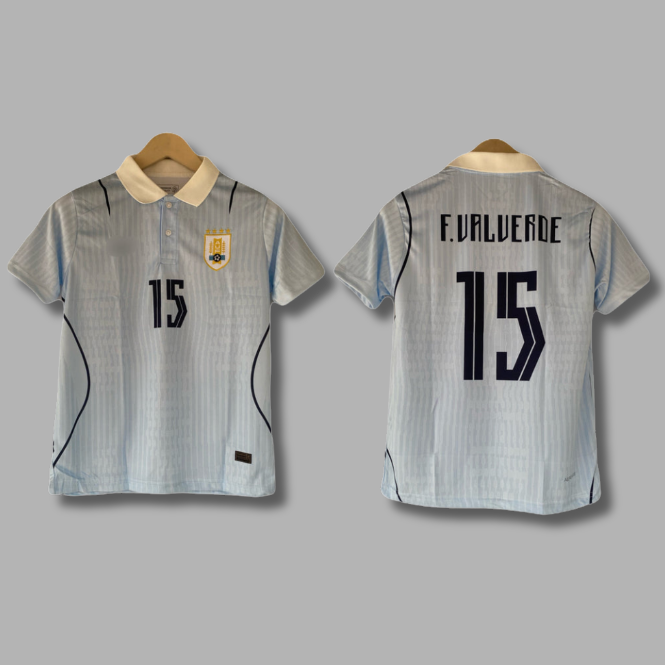 Valverde Uruguay Worldcup Collar Half Sleeve Embroidery- P2146 | Jersey Kada
