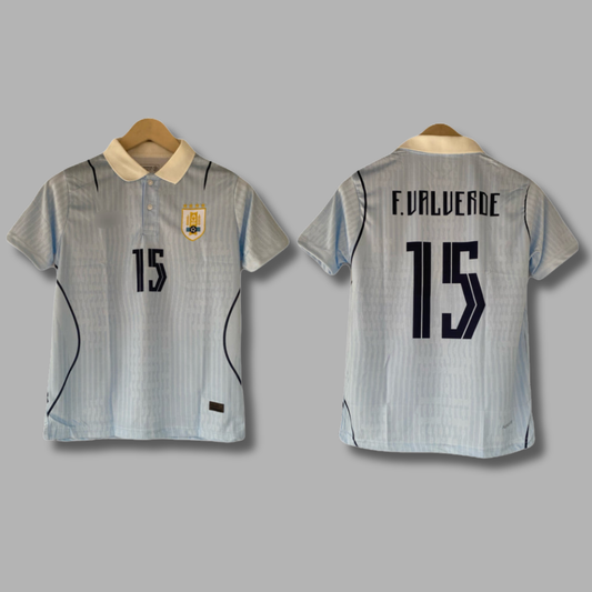 Valverde Uruguay Worldcup Collar Half Sleeve Embroidery- P2146 | Jersey Kada