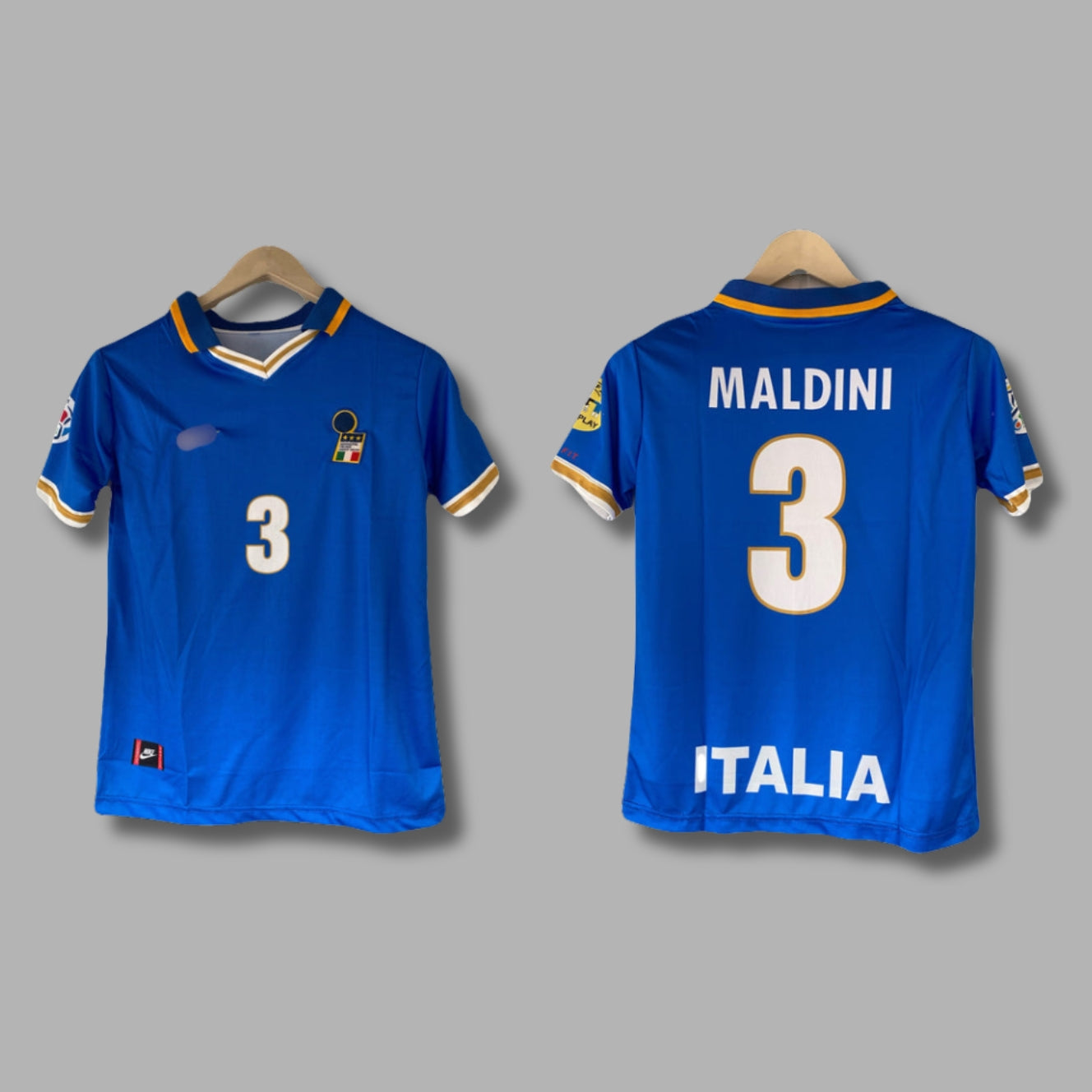 Italy 1996 Home Maldini Half Sleeve Collar Embroidery  P2074 | Jersey Kada