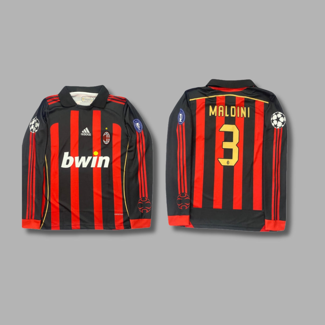 Ac milan 2006/07 home kit Maldini collar full sleeve Embroidery P420 -Jersey Kada