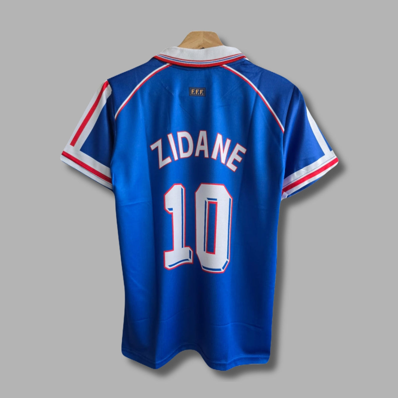 France 1998 WorldCup Zidane  Half Sleeve Collar Embroidery P1196  | Jersey Kada