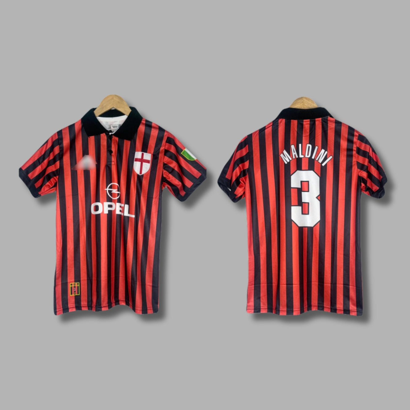Ac Milan 1999-00 Home Kit Maldini Half Sleeve Collar Embroidery - P447 | Jersey Kada