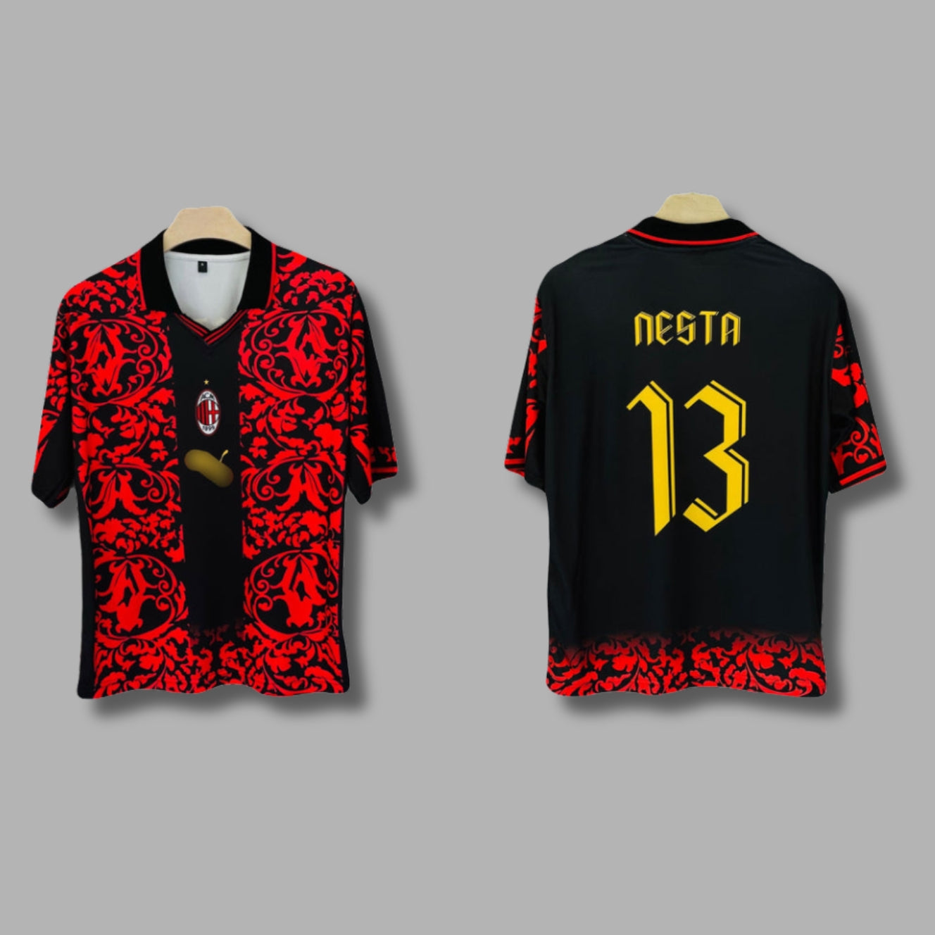 AC Milan fourth jersey"Billie Jean Rosso" Edition Nesta Five Sleeve Collar Sublimation | Jersey Kada