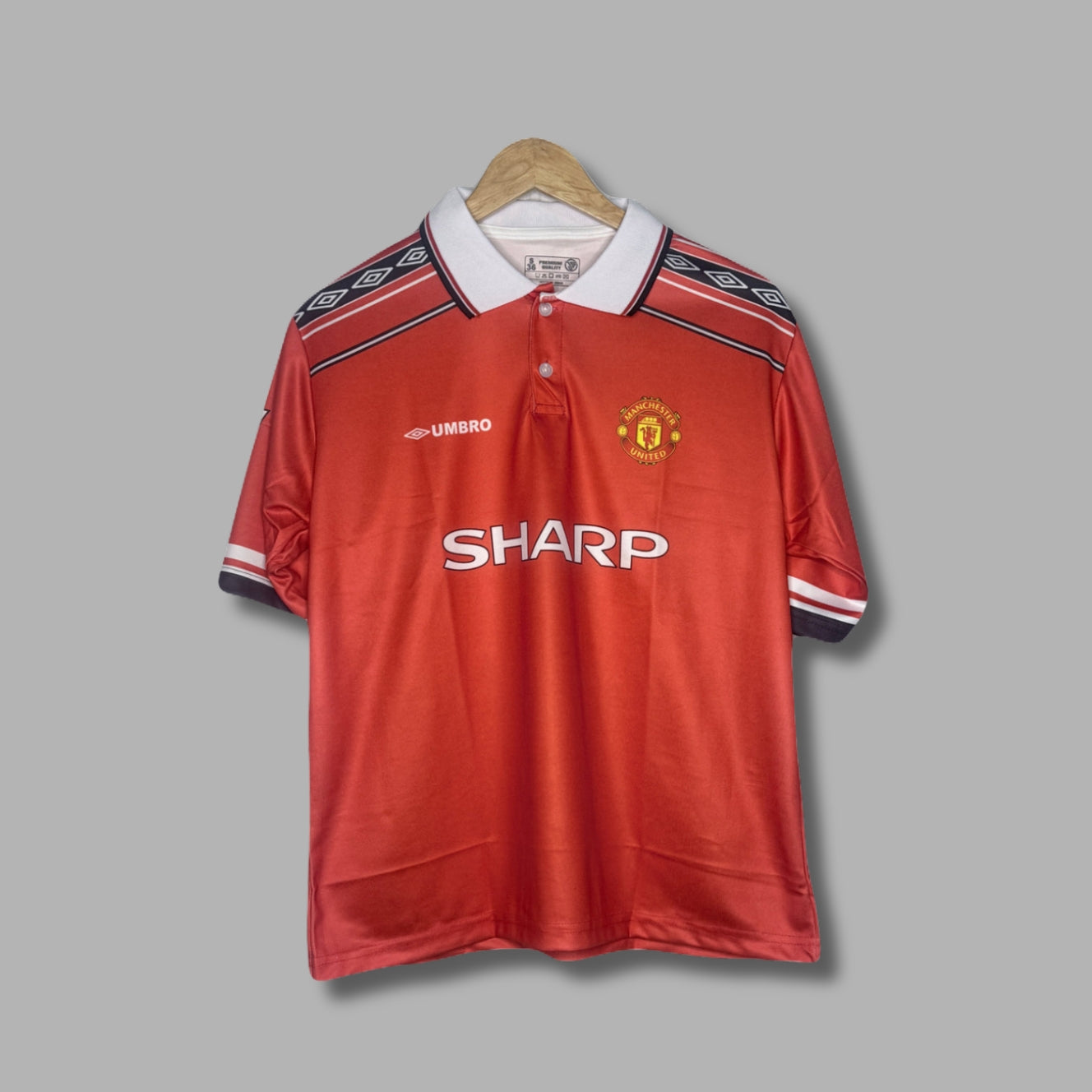Man United  1998-99 Home  Beckham Five Sleeve Collar - P436 | Jersey Kada