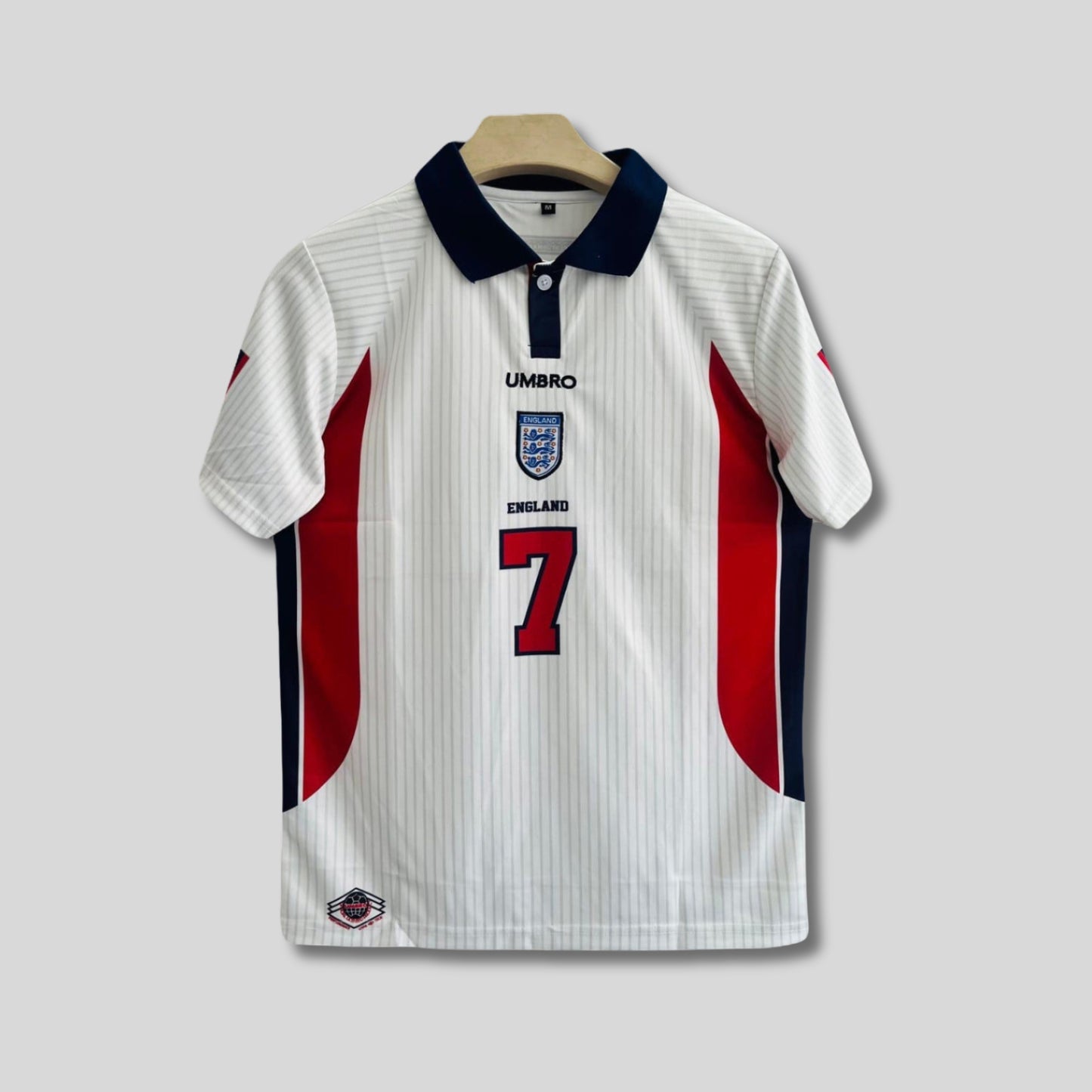 England 1988 World Cup Home Jersey Beckham Half sleeve Collar Embroidery | P1146 Jersey Kada
