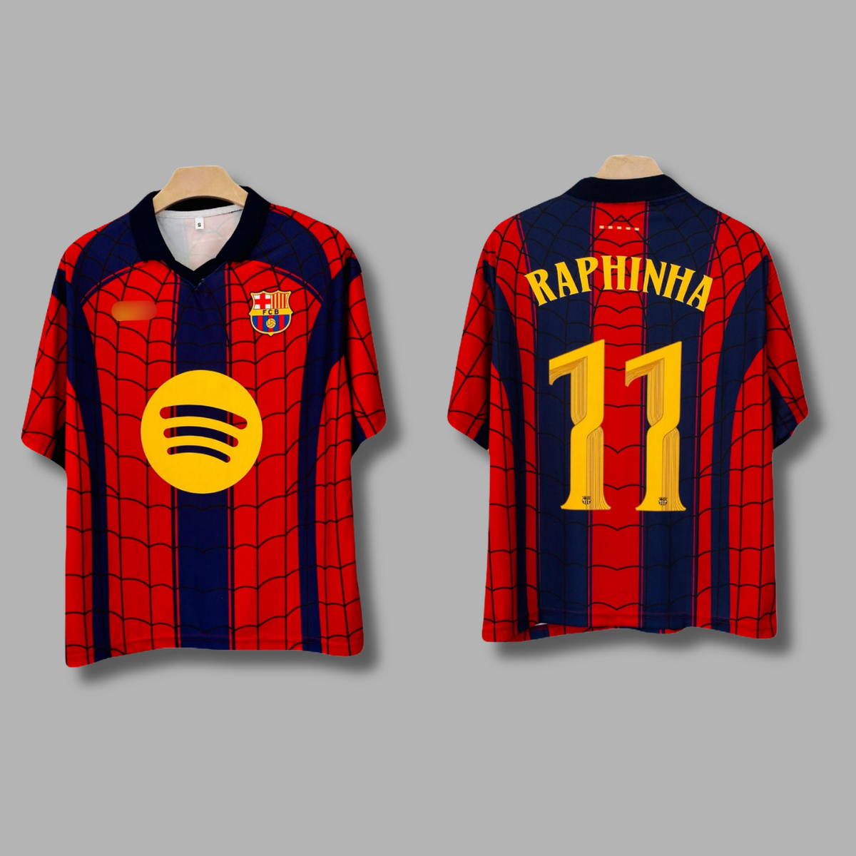 Raphina Barcelona 2026-27 Spider Edition  Five sleeve Collar Sublimation jersey - P2639 | Jersey Kada