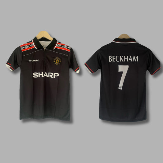 Man United 1998-99 Away Beckham Half Sleeve Zip Collar Embroidery P1511 | Jersey Kada