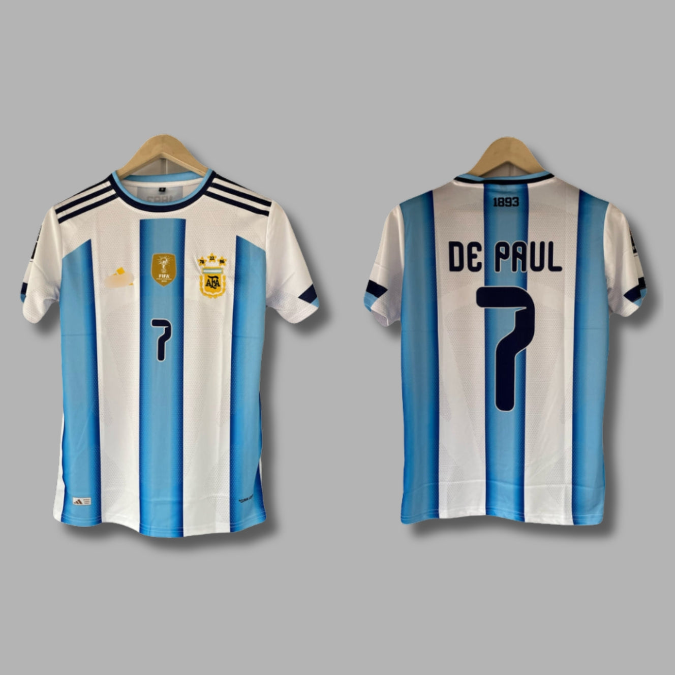 Argentina 2026 WorldCup De Paul Home Half Sleeve Embroidery | Jersey Kada
