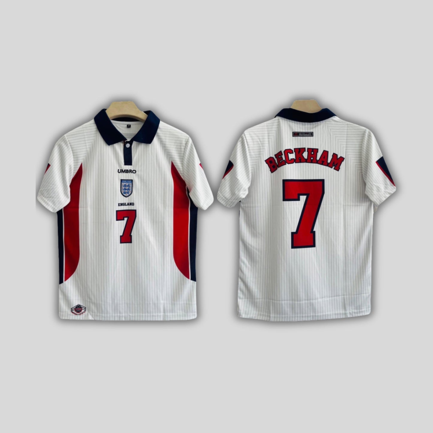 England 1988 World Cup Home Jersey Beckham Half sleeve Collar Embroidery | P1146 Jersey Kada