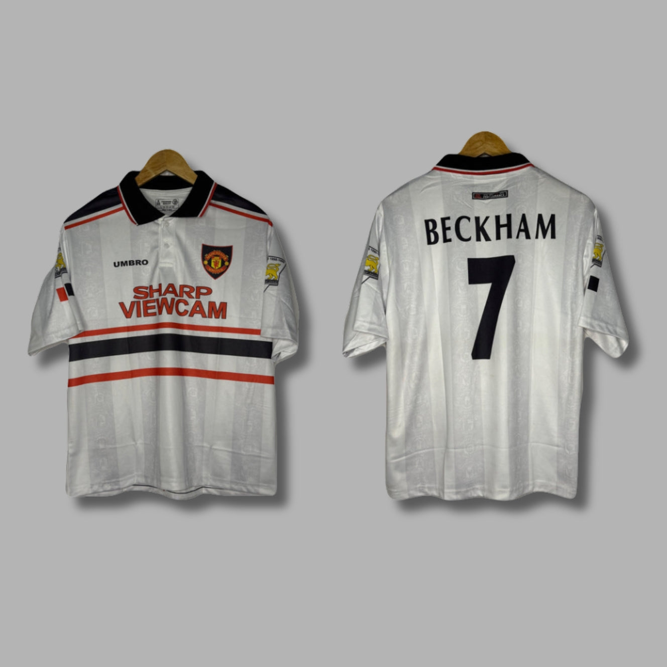 Man United 1997-98 Away Beckham Five Sleeve Collar - P336 | Jersey Kada