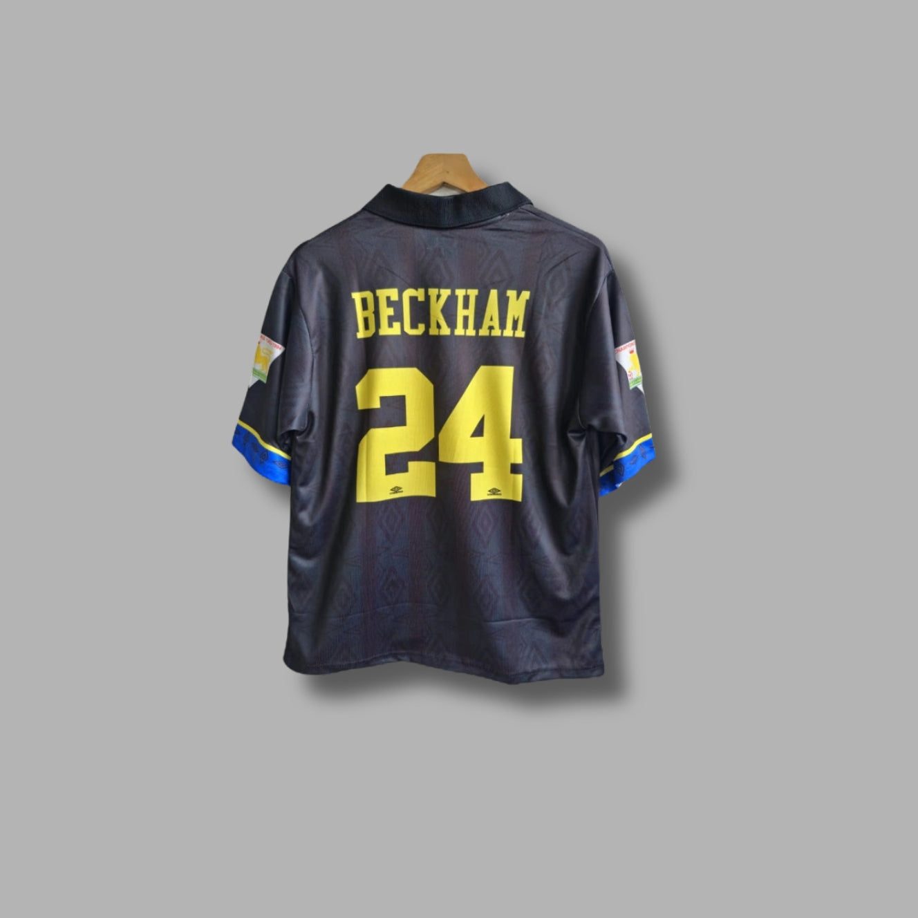 Man united 1993-94 Away kit Beckham Five Sleeve collar Sublimation - P499 -Jersey Kada