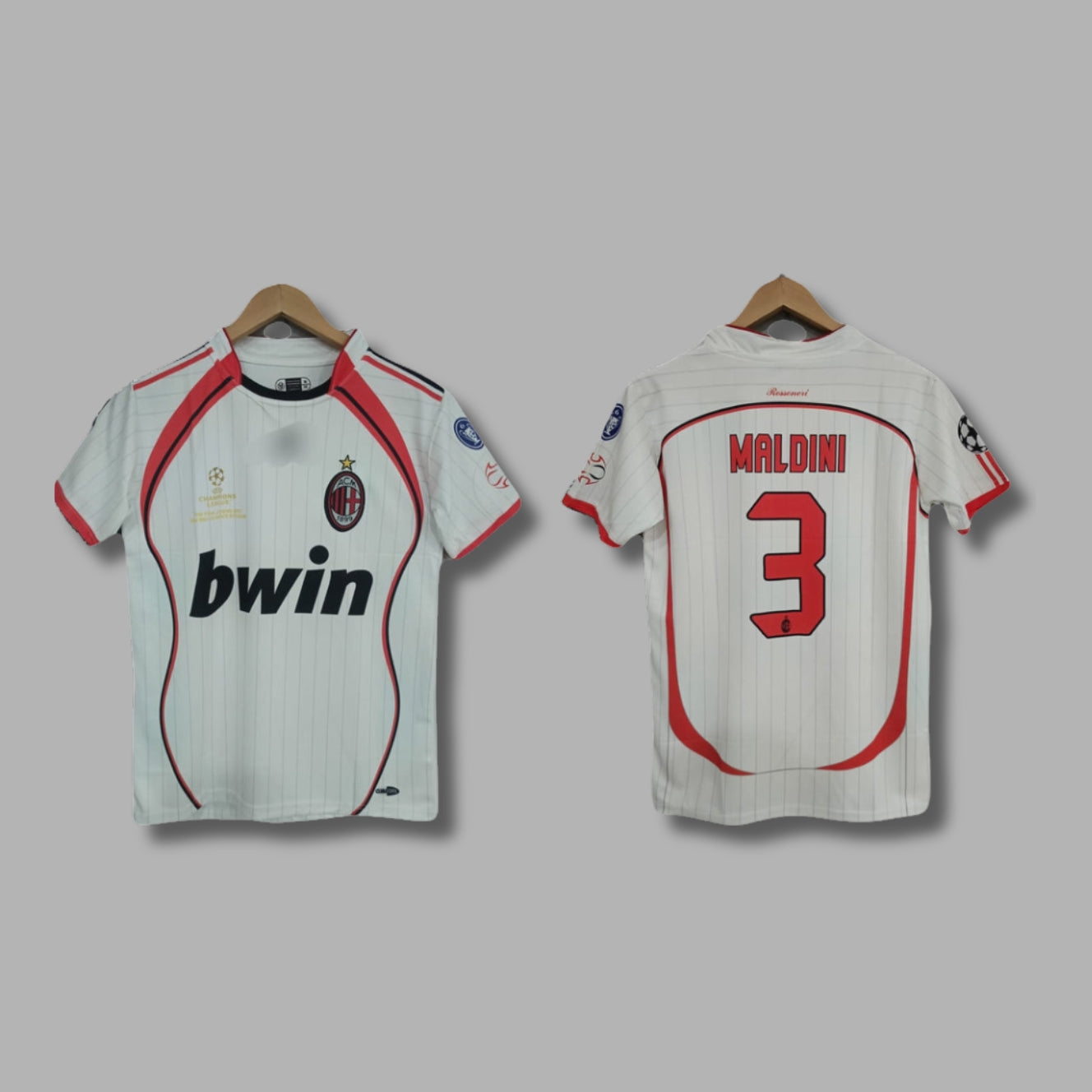 Ac Milan 2006-07 Away final kit Maldini Half sleeve Embroidery - P1533 Ms Retro Store
