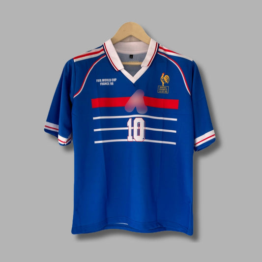 France 1998 Worldcup home jersey Zidane Five Sleeve Collar Sublimation | Jersey Kada