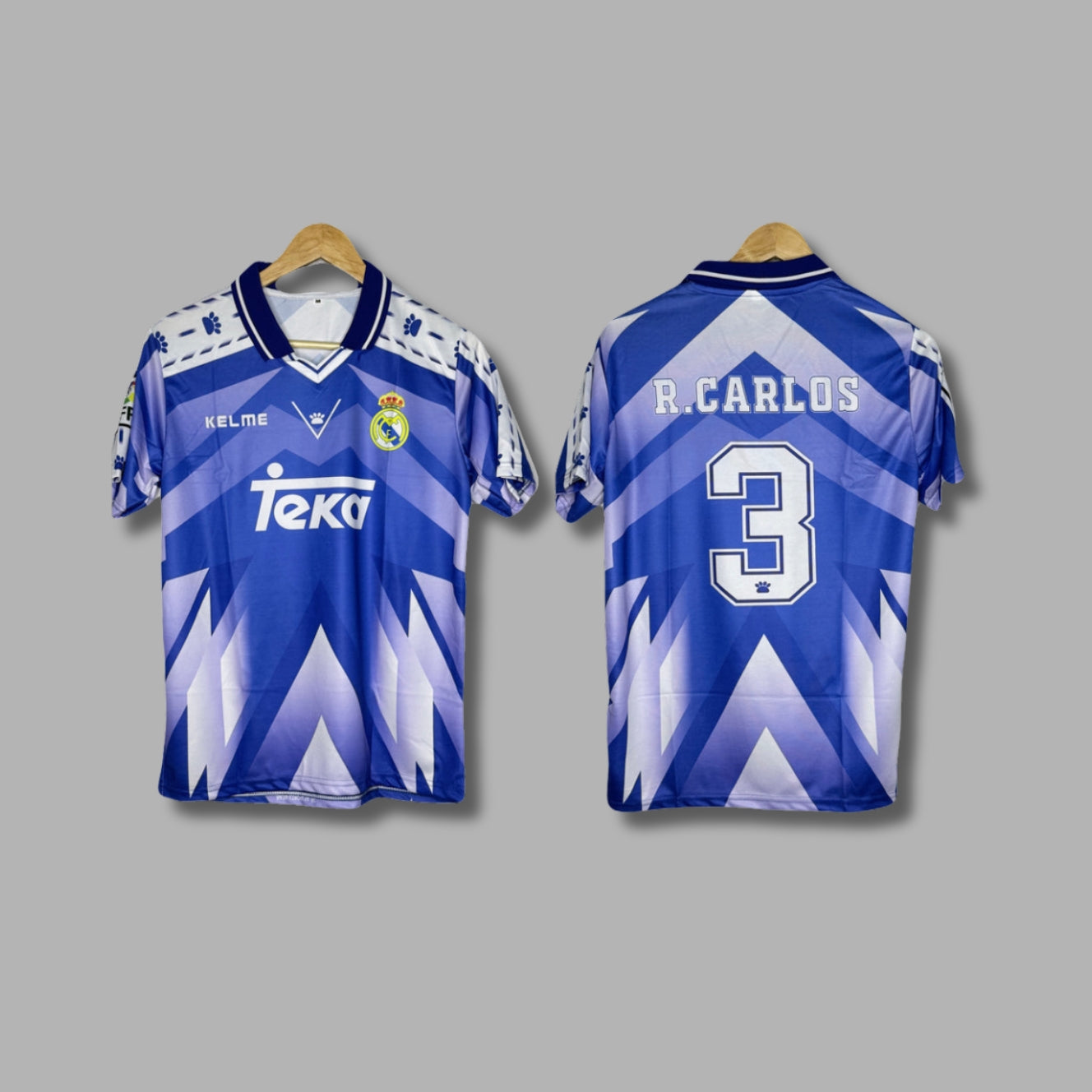 Real Madrid 1996-97 Away Kit Carlos Half Sleeve Collar Sublimation-P886 | Jersey Kada