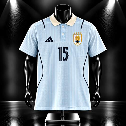 Valverde Uruguay Worldcup Collar Half Sleeve Embroidery- P2146 | Jersey Kada