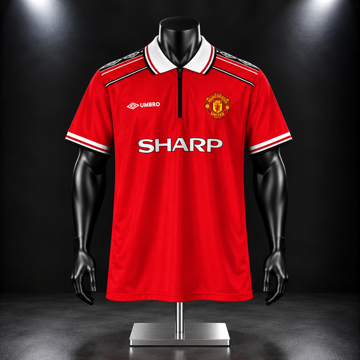 Manchester united 1998/99 Home jersey Beckham zip type Embroidery - P51 - Jerseykada