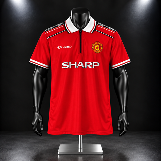 Manchester united 1998/99 Home jersey Beckham zip type Embroidery - P51 - Jerseykada