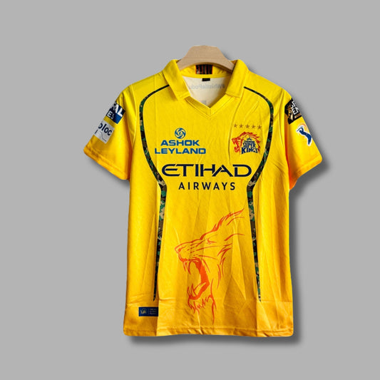 Chennai super kings 2026 IPL Dhoni Half Sleeve Collar Premium Embroidery | Jersey Kada