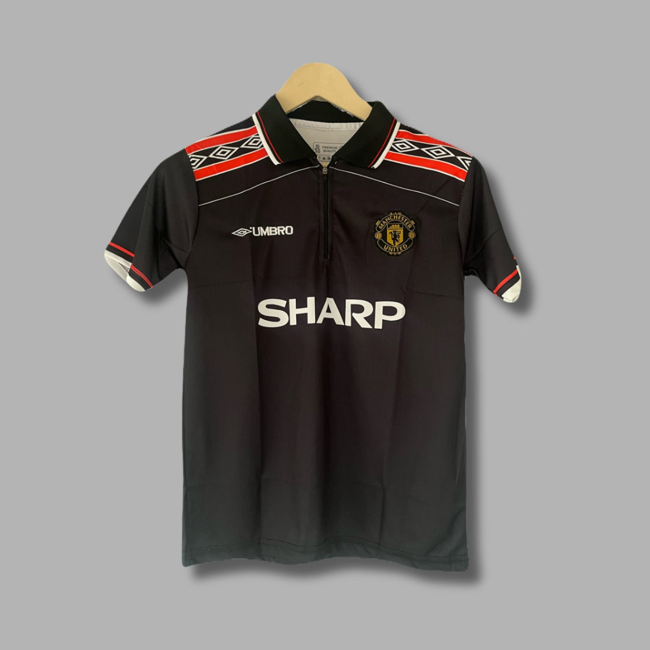 Man United 1998-99 Away Beckham Half Sleeve Zip Collar Embroidery P1511 | Jersey Kada