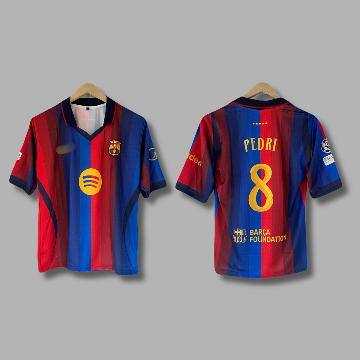 Pedri Barcelona 2026-27 Home kit Five Sleeve collar Embroidery- P2561 | Jersey Kada