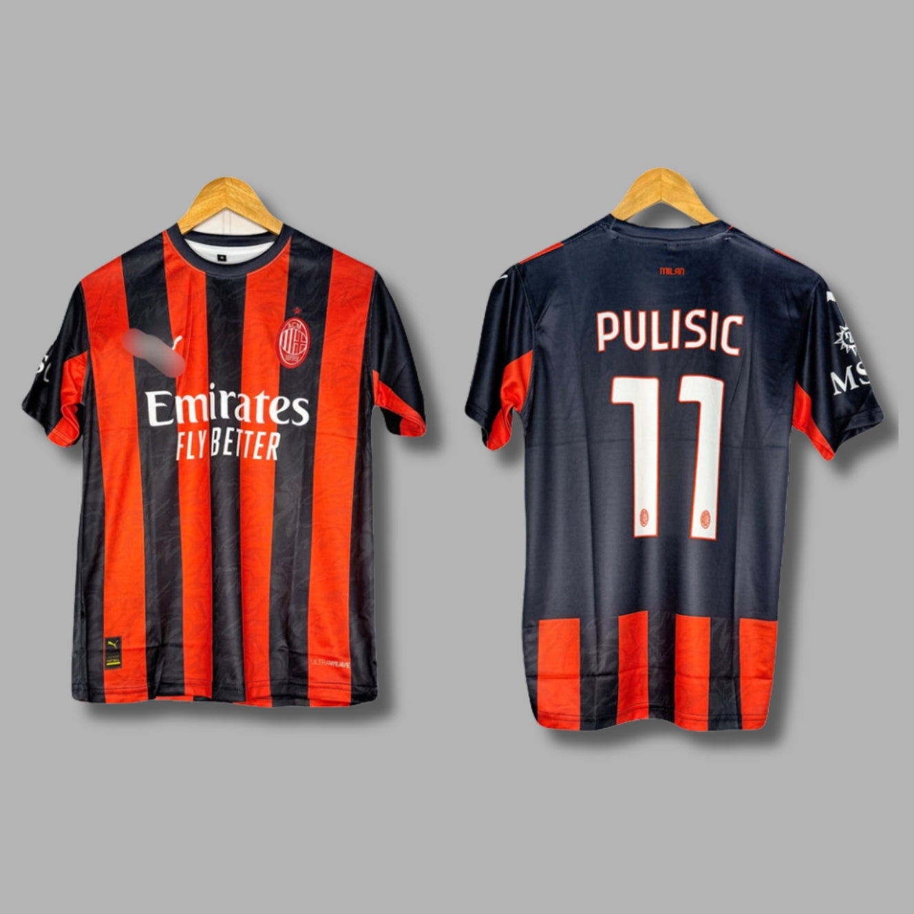 Ac Milan 2025-26 Home kit Pulisic Half Sleeve Embroidery | Jersey Kada
